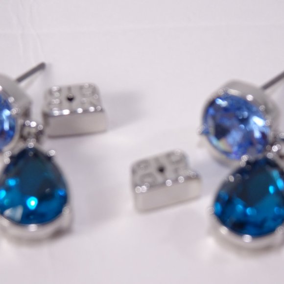 Banana Republic Lapis Turq Two layer necklace Bold Drop Earrings NWT 98 - Picture 8 of 12